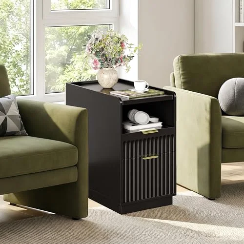 Fluted End Table Set of 2 with Charging Station view 5