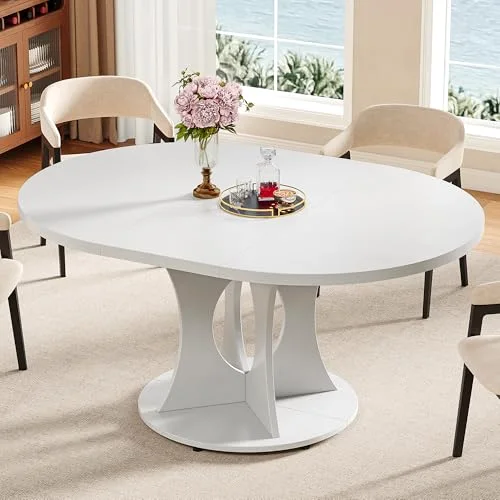 43.3-59 Inch Extendable Round Dining Table for 6-8 People view 3