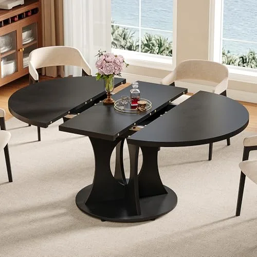 43.3-59 Inch Extendable Round Dining Table for 6-8 People view 6