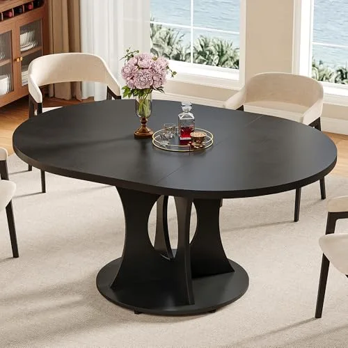 43.3-59 Inch Extendable Round Dining Table for 6-8 People view 8