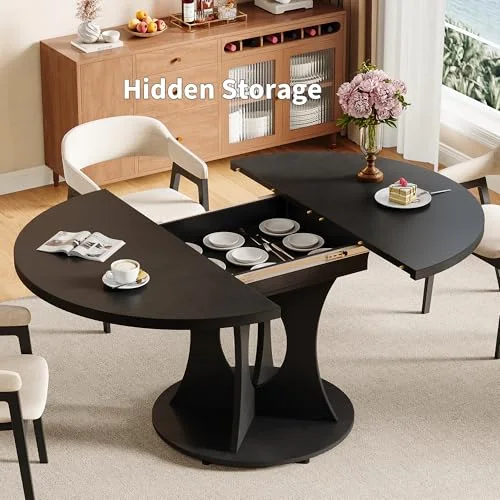 43.3-59 Inch Extendable Round Dining Table for 6-8 People view 9