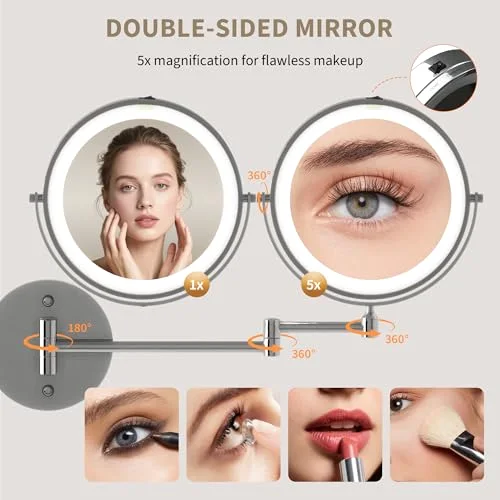 Makeup Vanity Desk with Round Mirror and Lights view 5