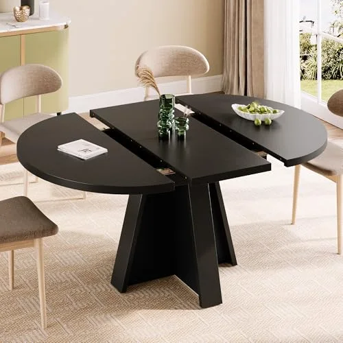 43.3in-59in Extendable Round Dining Table for 4-6 view 6