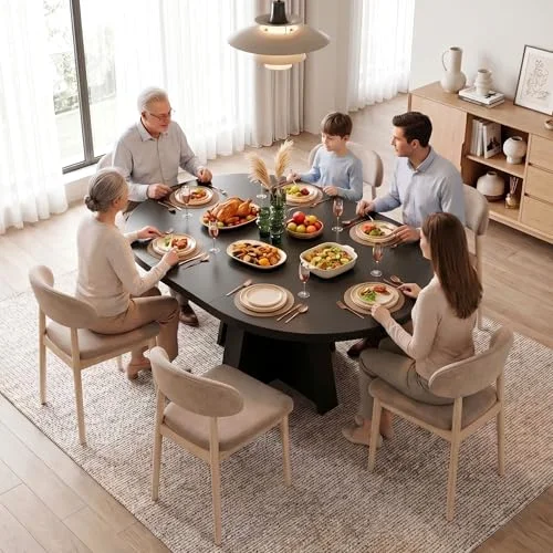 43.3in-59in Extendable Round Dining Table for 4-6 view 10