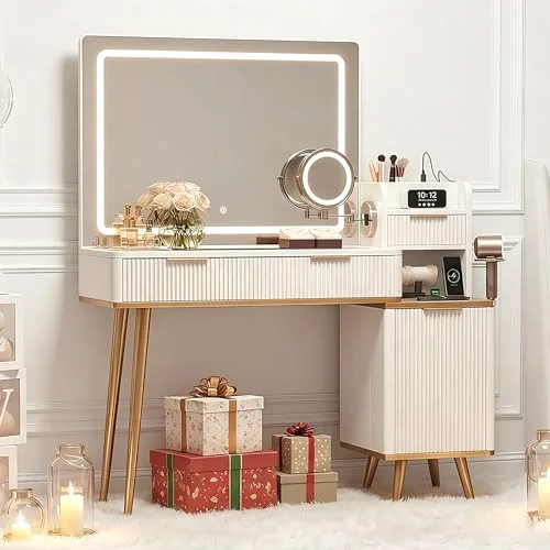 Makeup Vanity Desk with HD & 5X Magnifying Mirror and Lights view 6