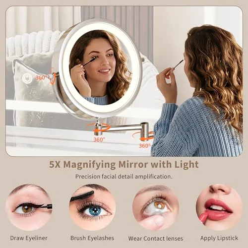 Makeup Vanity Desk with HD & 5X Magnifying Mirror and Lights view 9