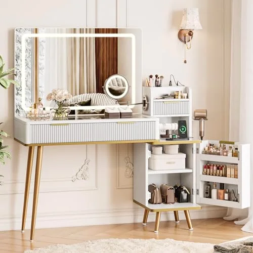 Makeup Vanity Desk with HD & 5X Magnifying Mirror and Lights view 10