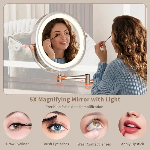 Makeup Vanity Desk with HD & 5X Magnifying Mirror and Lights view 4
