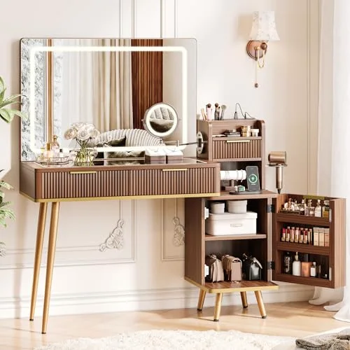 Makeup Vanity Desk with HD & 5X Magnifying Mirror and Lights view 5