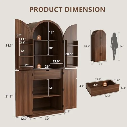 71" Arched Cabinet with Doors view 2