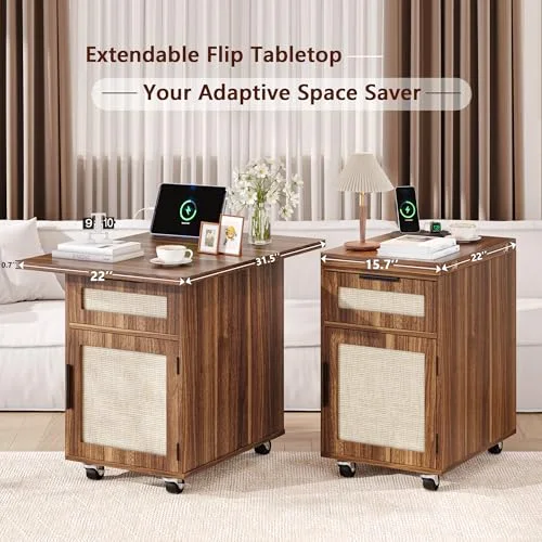 Narrow Nightstand with Charging Station view 3
