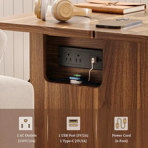 Narrow Nightstand with Charging Station view 4
