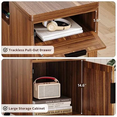 Narrow Nightstand with Charging Station view 5
