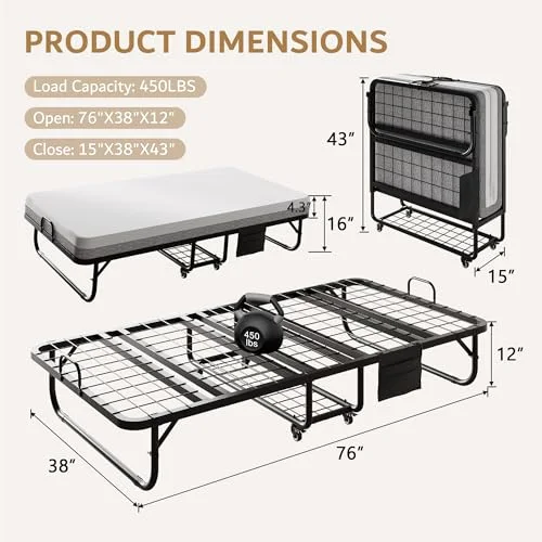 Folding Bed with Mattress view 3