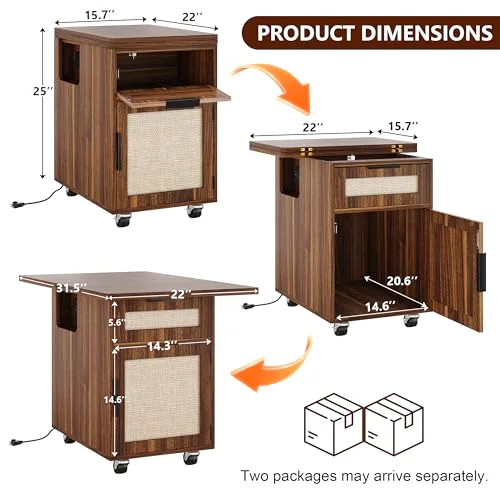 Narrow Nightstand Set of 2 with Charging Station view 2