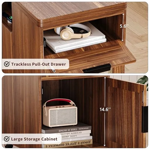 Narrow Nightstand Set of 2 with Charging Station view 5