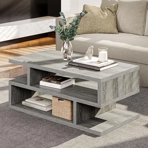 41.3" Coffee Table with 3-Tier Storage Space