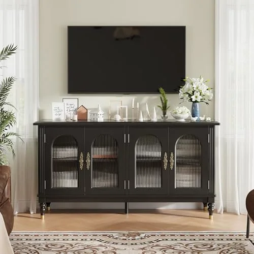 Fluted Arched Buffet Cabinet with Storage view 4
