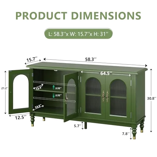 Fluted Arched Buffet Cabinet with Storage view 7