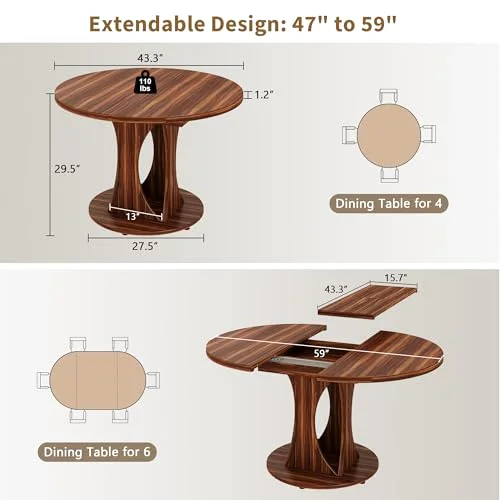 43"-59" Extendable Dining Table view 7