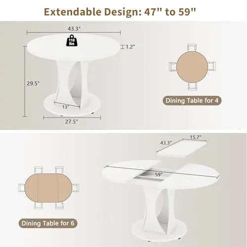 43"-59" Extendable Dining Table view 2