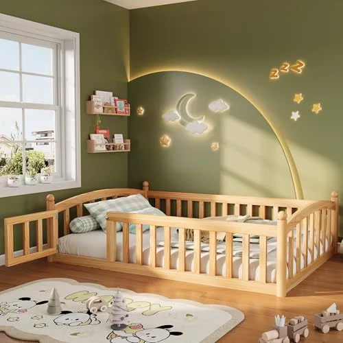 Twin Floor Bed with High Rails