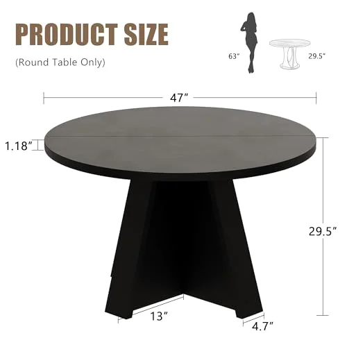 47 Inches Round Dining Table for 4-6 People view 2