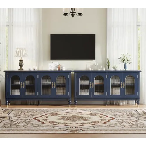 Fluted Arched Buffet Cabinet Set of 2