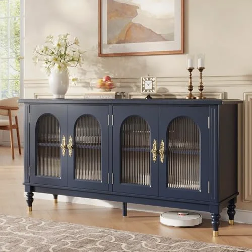 Fluted Arched Buffet Cabinet Set of 2 view 4
