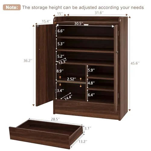 6-Tier Shoe Cabinet with Drawer Set of 2 view 7