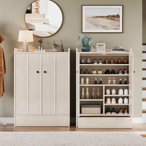 6-Tier Shoe Cabinet with Drawer Set of 2