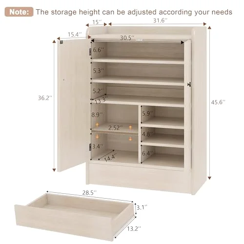 6-Tier Shoe Cabinet with Drawer Set of 2 view 2