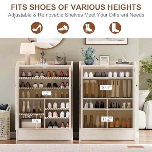 6-Tier Shoe Cabinet with Drawer Set of 2 view 5