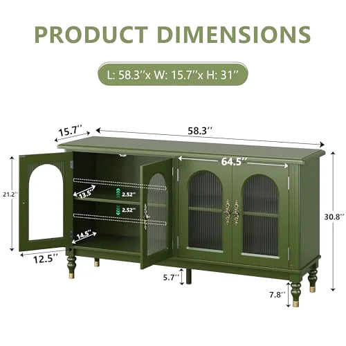 Fluted Arched Buffet Cabinet Set of 2 view 7