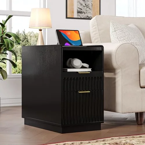 Fluted End Table with Charging Station view 6