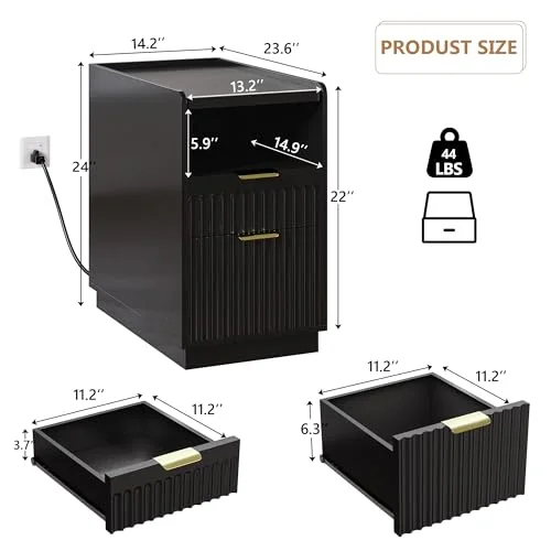 Fluted End Table with Charging Station view 7
