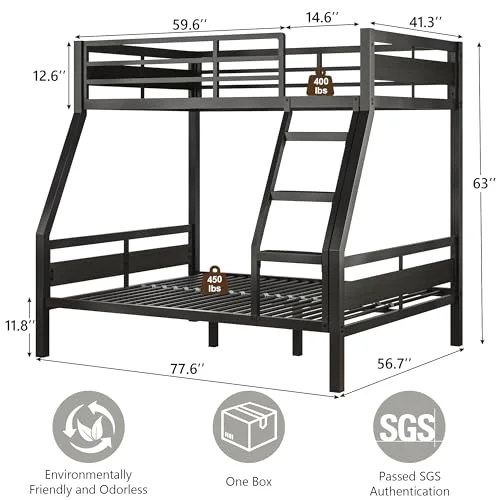 Metal Bunk Bed Twin Over Full view 2