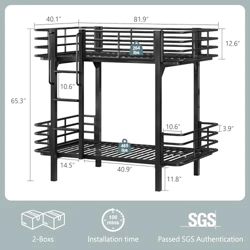 Metal Bunk Bed Twin Over Twin view 7