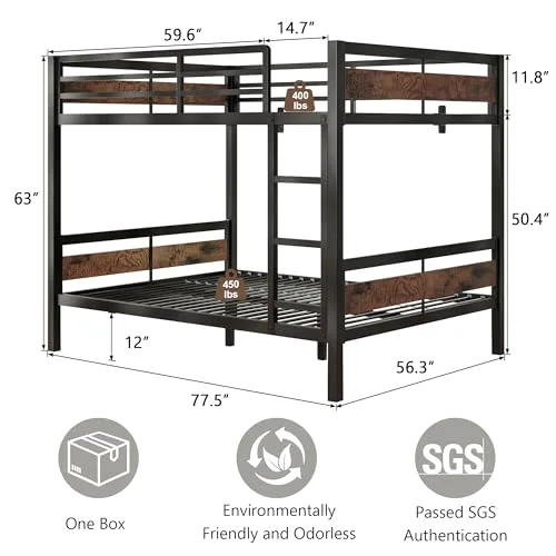 Metal Bunk Bed Full Over Full view 7