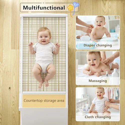 Baby Changing Table with 4 Drawers & 2 Open Shelves view 3