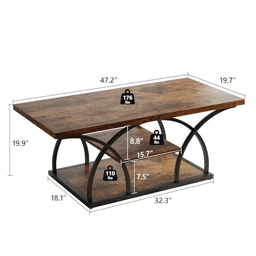 Rustic Coffee Table with Storage view 2