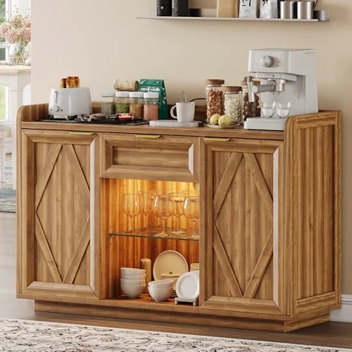 47" Buffet Cabinet with LED Lights & Charging Station view 6