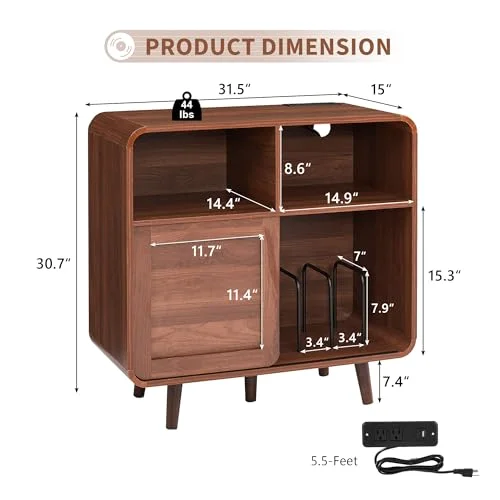 31.5" Record Player Stand with Vinyl Storage view 2