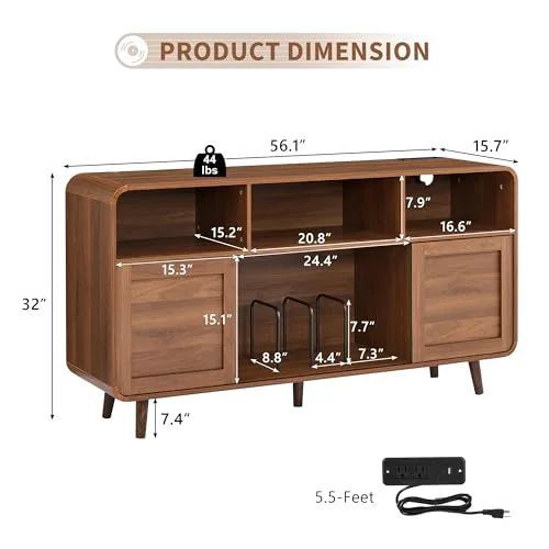 56.1" Large Record Player Stand view 2