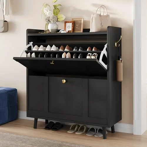 Shoe Cabinet with 2 Flip Drawers