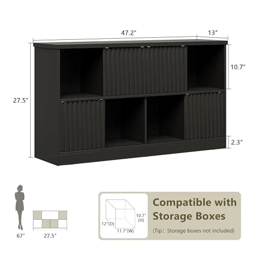 8 Cube Bookshelf with Sliding Doors view 7