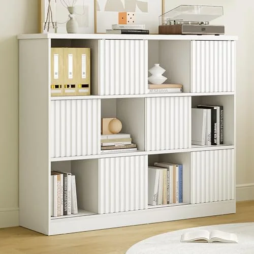 12 Cube Bookshelf with Sliding Doors