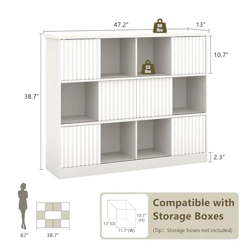 12 Cube Bookshelf with Sliding Doors view 2