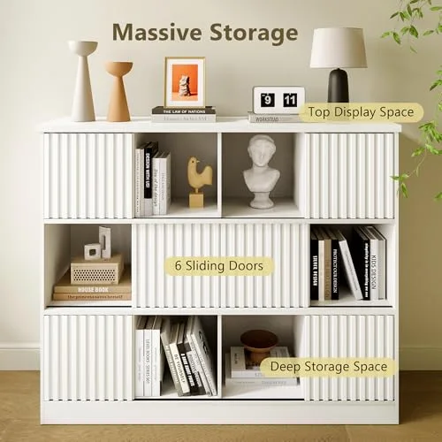 12 Cube Bookshelf with Sliding Doors view 3