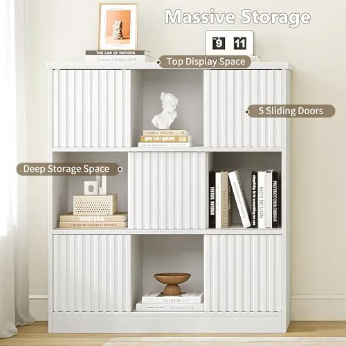 9 Cube Bookshelf with Sliding Doors view 9